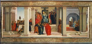 Drie scènes uit het leven van Esther: Mordechai beklaagt zich over het lot van de Joden ... door Filippino (attr.to) Lippi