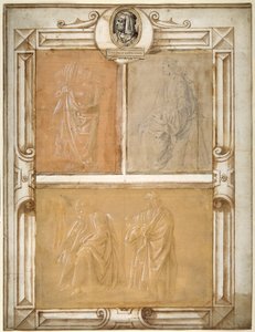 Studies van gedrapeerde figuren