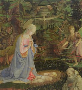 Aanbidding van het Kind met de jonge St. Jan en St. Romuald