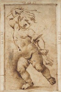 Dansende putto met een draperie