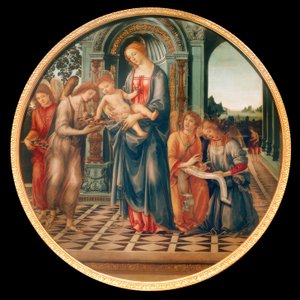 Maria met kind, engelen en Johannes de Doper door Filippino Lippi