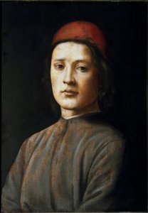 Portret van een jonge man met een rode hoed