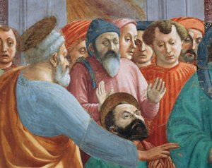 Heiligen en menigte (detail) door Filippino Lippi