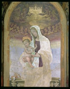 De Madonna en Kind, een detail van het tabernakel van de Canto al Mercatale, 1498 door Filippino Lippi