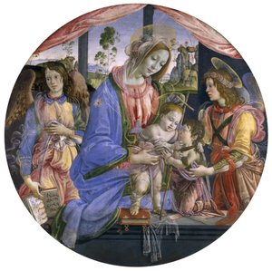 De Madonna en het kind met de jonge St. Johannes en twee engelen, midden jaren 1480
