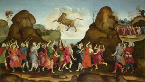 De aanbidding van de Egyptische stiergod Apis door Filippino, Lippi