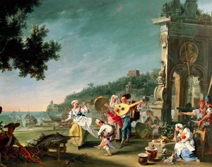 Tarantella in Margellina, ca. 1750 door Filippo Falciatore