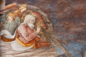 God en twee engelen (detail)