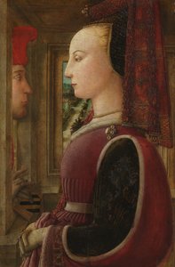 Portret van een Vrouw met een Man bij een Venster door Fra Filippo Lippi