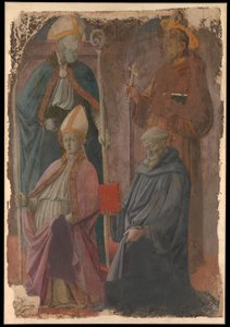 Heiligen Augustinus en Franciscus, een bisschop-heilige en Sint-Benedictus