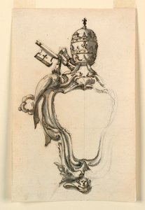 Tekening, Een pauselijk wapenschild, 1740-70 door Filippo Marchionni