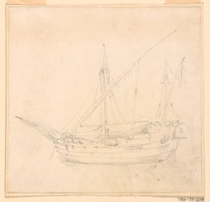 Tekening, Een zeilschip, ca. 1780 door Filippo Marchionni
