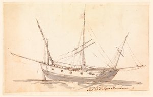 Tekening, Een zeilschip, ca. 1780 door Filippo Marchionni