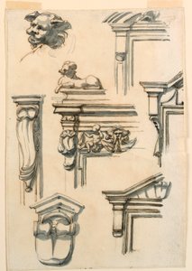 Tekenen, architectuurstudies, 1750-75 door Filippo Marchionni