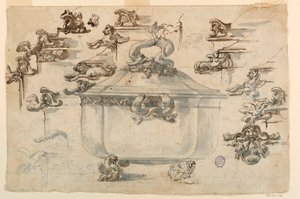 Tekening, Ontwerpen voor zilveren terrine, 1769 door Filippo Marchionni