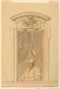 Tekening, Venster en de helft van een figuur van een Turk, 1750-70 door Filippo Marchionni