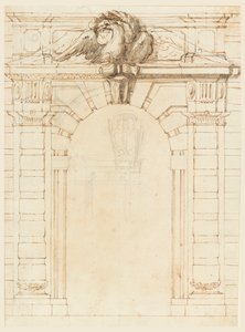 Portaal (recto); Portret van een jonge krijger (verso)