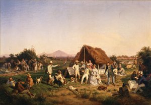 Italiaans: De koninklijke familie van Napels op jacht door Filippo Palizzi