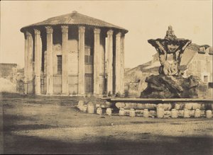 Tempel van Vesta en Fontein, Piazza Bocca della Verita, ca. 1855