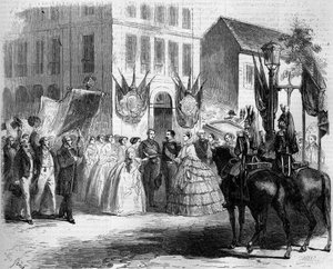 Reis van Napoleon III (1808-1873) en Eugenie de Montijo (1826-1920) naar Rouen