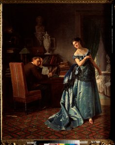 Een modieuze dame, voorbereiding voor een bal