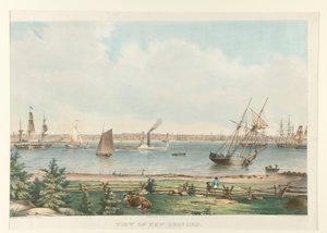 Uitzicht op New Bedford. Vanaf het fort bij Fairhaven door Fitz Henry Lane