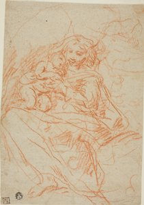 Maagd en kind (recto); Deel van altaarschets (verso)