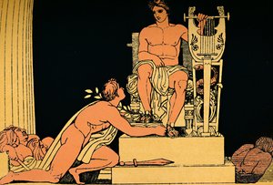 Orestes smeekt Apollo, 1880 door Flaxman