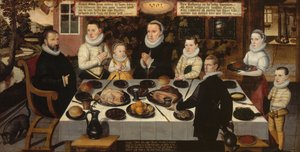Een protestantse familie tijdens het diner door Flemish School