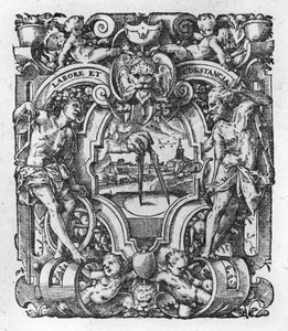 Christophe Plantins drukmerk, illustratie uit Werken van Tacitus, 1607