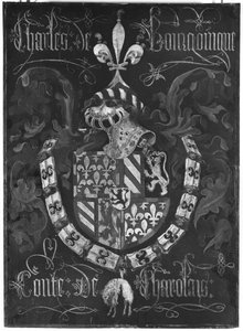 Wapen van Karel van Bourgondië (1433-77) Graaf van Charolais, 3e Hoofdstuk van de Orde van het Gulden Vlies, Dijon, 1433 door Flemish School