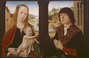 Diptiek - Maagd en Kind en een Donor, c.1490-1500 door Flemish School