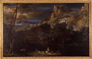 Vlaams schilderij van een landschap toegeschreven aan Van Bloemen door Flemish School