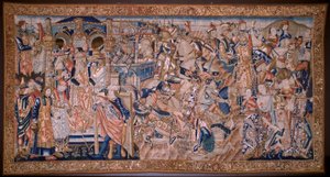 Vlaams wandtapijt. Het oversteken van de Rode Zee. Ca 1490. door Flemish School