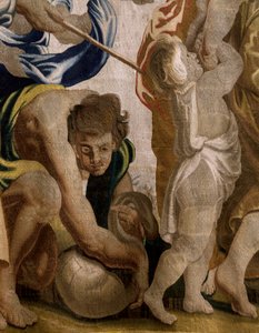 Vlaams wandtapijt. Serie Apotheose van de Eucharistie. Het verzamelen van manna