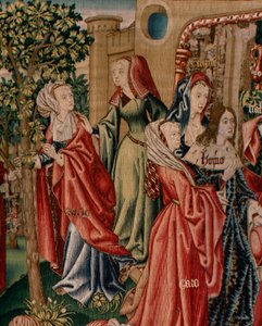 Ondeugden leiden de mens naar zonde (Los Vicios conducen al Hombre al pecado). Tweede wandtapijt in de serie. Ca 1510.