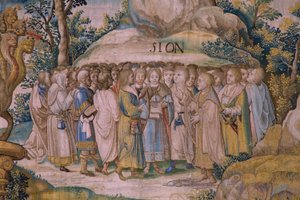 De Apocalyps: Sint-Michiel verslaat de draak. Detail. door Flemish School