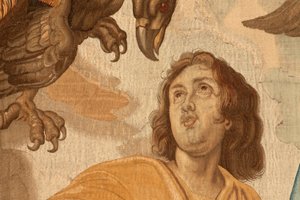 Vlaamse wandtapijt. Serie De Triomf van de Eucharistie. De vier evangelisten. Elfde wandtapijt in de serie. Model Peter Paul Rubens. 1626-1628. Fabrikant Jan II Raes, Hans Vervoert, Jacques Fobert, Brussel.
