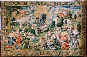 Vlaamse wandtapijt. Serie de Hagel. Ad te clamamus. Tweede tapijt in de serie. Ca 1528. door Flemish School
