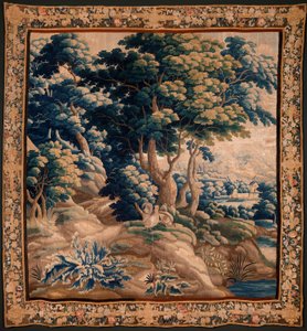 Vlaamse wandtapijt. Zogenaamde Verdure. Atelier van Oudenaarde. 332x318cm. Inv 00021. 17e eeuw