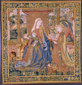 Vlaams wandtapijt. De Maagd met het Kind en engelen. Ca 1500. door Flemish School