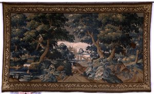 Vlaamse wandtapijt. Verdure. Liefdesscène. Oudenaarde. Eind 17e-begin 18e eeuw. Detail