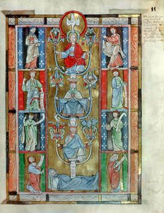 De Boom van Jesse, uit De Laudibus Sancte Crucis door Rabanaus Maurus uit de Abdij van Anchin door Flemish School