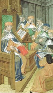 Lezing in zaal, uit De Medina Fen I. II, door Avicenna (980-1037)