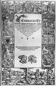 Nieuwe Testament titelpagina van een Franse vertaling door Jacques Lefevre dEtaples gepubliceerd in Antwerpen in 1531 door Flemish School