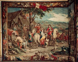 Paleis (Schlossanlage Schleissheim). Vlaamse wandtapijt. Brusselse atelier Judocus De Vos. Ontwerp Lambert De Hondt. Kamp. Ca 1715 - 1724.