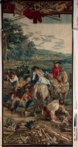 Paleis (Schlossanlage Schleißheim). Vlaamse wandtapijt. Brussels atelier Judocus De Vos. Ontwerp Lambert De Hondt. Ca 1715 - 1724.