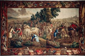 Paleis (Schlossanlage Schleißheim). Vlaamse wandtapijt. Brussel atelier Judocus De Vos. Ontwerp Lambert De Hondt. Wol en zijde. Ca 1715 - 1724