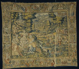 Pluto en Proserpina met Valkenjacht door Flemish School