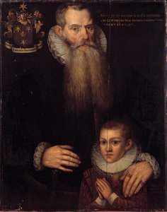 Portret van Charles de Condé (1535-1602) en zijn zoon John in 1592. Vlaamse School van de 17e eeuw. Versailles, Musée des châteaux de Versailles et Trianon
